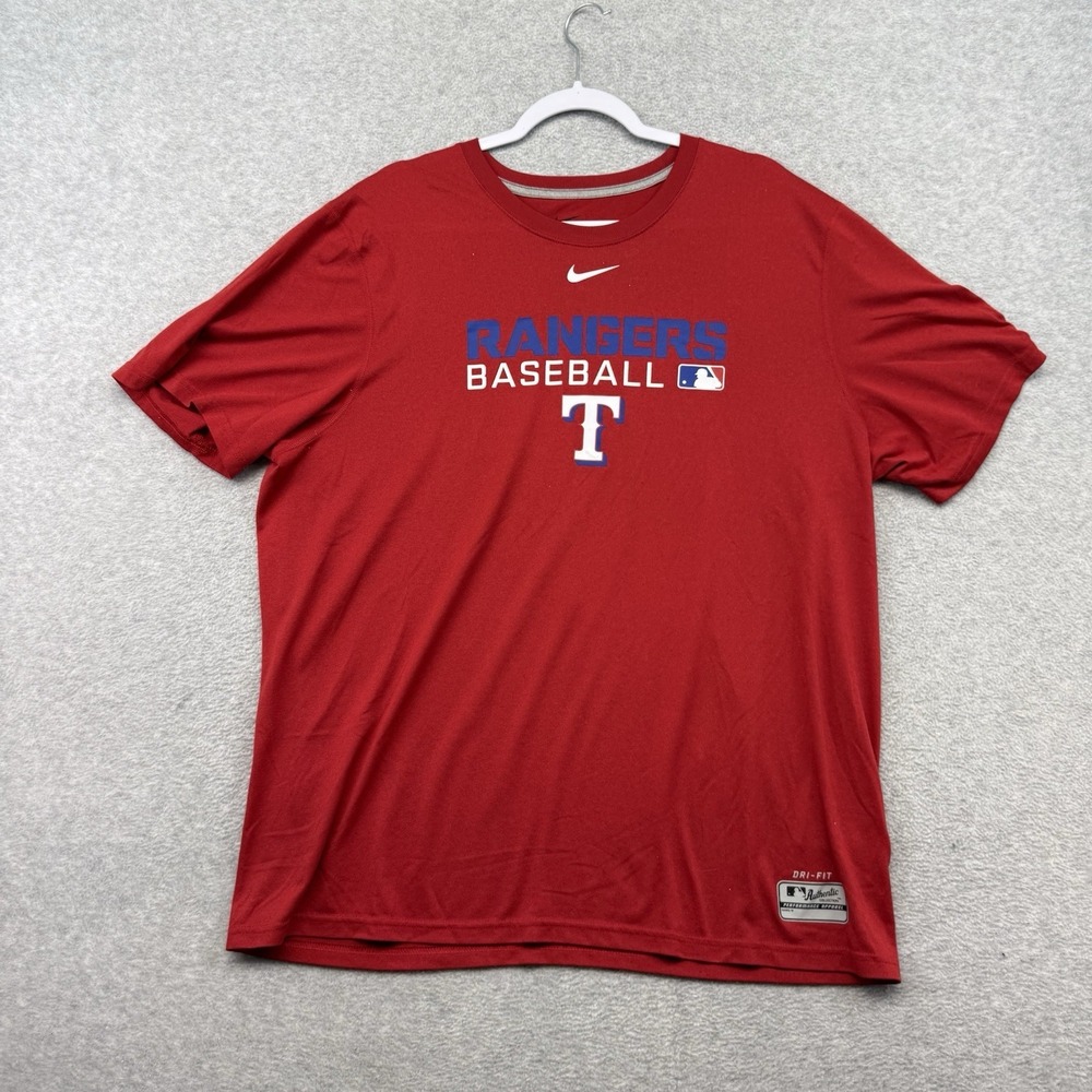 Nike Dri-Fit Men's MLB Texas Rangers‎ Baseball Red T-Shirt Size XL Performance